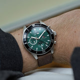 Buy Shop Tommy Hilfiger Larson Chronograph Green Dial Brown Leather Strap Watch For Men - 1791983 USA Online