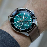 Buy Shop Tommy Hilfiger Larson Chronograph Green Dial Brown Leather Strap Watch For Men - 1791983 USA Online