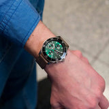 Buy Shop Tommy Hilfiger Larson Chronograph Green Dial Brown Leather Strap Watch For Men - 1791983 USA Online