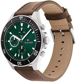 Buy Shop Tommy Hilfiger Larson Chronograph Green Dial Brown Leather Strap Watch For Men - 1791983 USA Online
