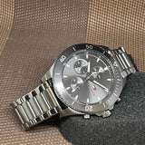 Buy Shop Tommy Hilfiger Larson Chronograph Grey Dial Silver Steel Strap Watch For Men - 1791918 USA Online