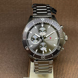 Buy Shop Tommy Hilfiger Larson Chronograph Grey Dial Silver Steel Strap Watch For Men - 1791918 USA Online