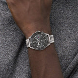 Buy Shop Tommy Hilfiger Larson Chronograph Grey Dial Silver Steel Strap Watch For Men - 1791918 USA Online