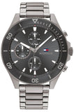 Buy Shop Tommy Hilfiger Larson Chronograph Grey Dial Silver Steel Strap Watch For Men - 1791918 USA Online