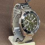 Buy Shop Tommy Hilfiger Larson Multifunction Black Dial Silver Steel Strap Watch For Men - 1791916 USA Online