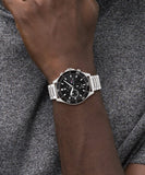 Buy Shop Tommy Hilfiger Larson Multifunction Black Dial Silver Steel Strap Watch For Men - 1791916 USA Online