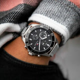 Buy Shop Tommy Hilfiger Larson Multifunction Black Dial Silver Steel Strap Watch For Men - 1791916 USA Online