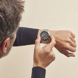 Buy Shop Tommy Hilfiger Larson Multifunction Black Dial Silver Steel Strap Watch For Men - 1791916 USA Online
