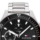 Buy Shop Tommy Hilfiger Larson Multifunction Black Dial Silver Steel Strap Watch For Men - 1791916 USA Online