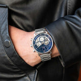 Buy Shop Tommy Hilfiger Legend Chronograph Blue Dial Silver Steel Strap Watch For Men - 1710569 USA Online
