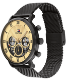 Buy Shop Tommy Hilfiger Legend Chronograph Gold Dial Black Mesh Bracelet Watch For Men - 1710568 USA Online