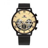 Buy Shop Tommy Hilfiger Legend Chronograph Gold Dial Black Mesh Bracelet Watch For Men - 1710568 USA Online