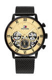 Buy Shop Tommy Hilfiger Legend Chronograph Gold Dial Black Mesh Bracelet Watch For Men - 1710568 USA Online
