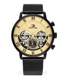 Buy Shop Tommy Hilfiger Legend Chronograph Gold Dial Black Mesh Bracelet Watch For Men - 1710568 USA Online