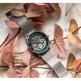 Buy Shop Tommy Hilfiger Legend Chronograph Green Dial Silver Mesh Bracelet Watch For Men - 1710567 USA Online