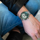 Buy Shop Tommy Hilfiger Legend Chronograph Green Dial Silver Mesh Bracelet Watch For Men - 1710567 USA Online