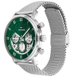 Buy Shop Tommy Hilfiger Legend Chronograph Green Dial Silver Mesh Bracelet Watch For Men - 1710567 USA Online