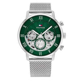 Buy Shop Tommy Hilfiger Legend Chronograph Green Dial Silver Mesh Bracelet Watch For Men - 1710567 USA Online