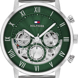 Buy Shop Tommy Hilfiger Legend Chronograph Green Dial Silver Mesh Bracelet Watch For Men - 1710567 USA Online