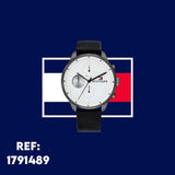 Buy Shop Tommy Hilfiger Lexor Silver Dial Black Leather Strap Watch For Men - 1791489 USA Online