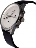 Buy Shop Tommy Hilfiger Lexor Silver Dial Black Leather Strap Watch For Men - 1791489 USA Online
