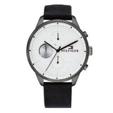 Buy Shop Tommy Hilfiger Lexor Silver Dial Black Leather Strap Watch For Men - 1791489 USA Online