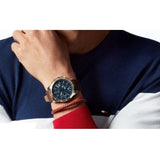 Buy Shop Tommy Hilfiger London Chronograph Blue Dial Brown Leather Strap Watch for Men - 1791532 USA Online