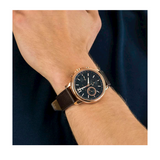 Buy Shop Tommy Hilfiger London Chronograph Blue Dial Brown Leather Strap Watch for Men - 1791532 USA Online