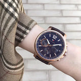 Buy Shop Tommy Hilfiger London Chronograph Blue Dial Brown Leather Strap Watch for Men - 1791532 USA Online