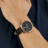 Buy Shop Tommy Hilfiger London Chronograph Blue Dial Brown Leather Strap Watch for Men - 1791532 USA Online