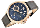 Buy Shop Tommy Hilfiger London Chronograph Blue Dial Brown Leather Strap Watch for Men - 1791532 USA Online