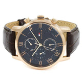 Buy Shop Tommy Hilfiger London Chronograph Blue Dial Brown Leather Strap Watch for Men - 1791532 USA Online