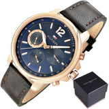 Buy Shop Tommy Hilfiger London Chronograph Blue Dial Brown Leather Strap Watch for Men - 1791532 USA Online