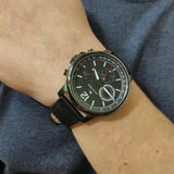 Buy Shop Tommy Hilfiger London Chronograph Grey Dial Black Leather Strap Watch for Men - 1791533 USA Online