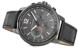 Buy Shop Tommy Hilfiger London Chronograph Grey Dial Black Leather Strap Watch for Men - 1791533 USA Online