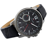 Buy Shop Tommy Hilfiger London Chronograph Grey Dial Black Leather Strap Watch for Men - 1791533 USA Online