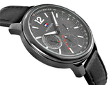 Buy Shop Tommy Hilfiger London Chronograph Grey Dial Black Leather Strap Watch for Men - 1791533 USA Online