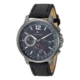 Buy Shop Tommy Hilfiger London Chronograph Grey Dial Black Leather Strap Watch for Men - 1791533 USA Online