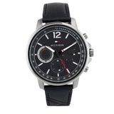 Buy Shop Tommy Hilfiger London Chronograph Grey Dial Black Leather Strap Watch for Men - 1791533 USA Online