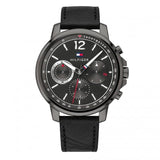 Buy Shop Tommy Hilfiger London Chronograph Grey Dial Black Leather Strap Watch for Men - 1791533 USA Online
