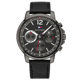Buy Shop Tommy Hilfiger London Chronograph Grey Dial Black Leather Strap Watch for Men - 1791533 USA Online