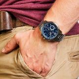 Buy Shop Tommy Hilfiger London Chronograph Quartz Blue Dial Silver Steel Strap Watch for Men - 1791534 USA Online