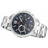 Buy Shop Tommy Hilfiger London Chronograph Quartz Blue Dial Silver Steel Strap Watch for Men - 1791534 USA Online