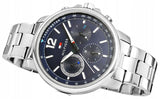 Buy Shop Tommy Hilfiger London Chronograph Quartz Blue Dial Silver Steel Strap Watch for Men - 1791534 USA Online