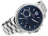 Buy Shop Tommy Hilfiger London Chronograph Quartz Blue Dial Silver Steel Strap Watch for Men - 1791534 USA Online