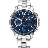 Buy Shop Tommy Hilfiger London Chronograph Quartz Blue Dial Silver Steel Strap Watch for Men - 1791534 USA Online