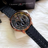 Buy Shop Tommy Hilfiger Luca Chronograph Black Dial Black Rubber Strap Watch For Men - 1710491 USA Online