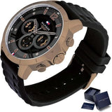 Buy Shop Tommy Hilfiger Luca Chronograph Black Dial Black Rubber Strap Watch For Men - 1710491 USA Online