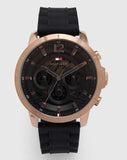 Buy Shop Tommy Hilfiger Luca Chronograph Black Dial Black Rubber Strap Watch For Men - 1710491 USA Online