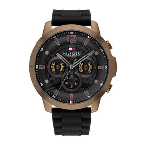 Buy Shop Tommy Hilfiger Luca Chronograph Black Dial Black Rubber Strap Watch For Men - 1710491 USA Online